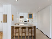 Mobiliario integral blanco y roble