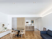 Mobiliario integral blanco y roble