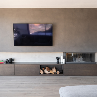 Mueble TV, vestidor abierto, recibidor y despacho