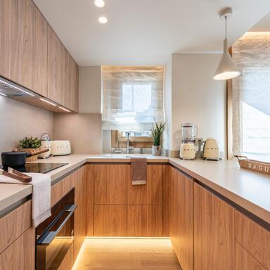 Cocina compacta de madera para apartamento